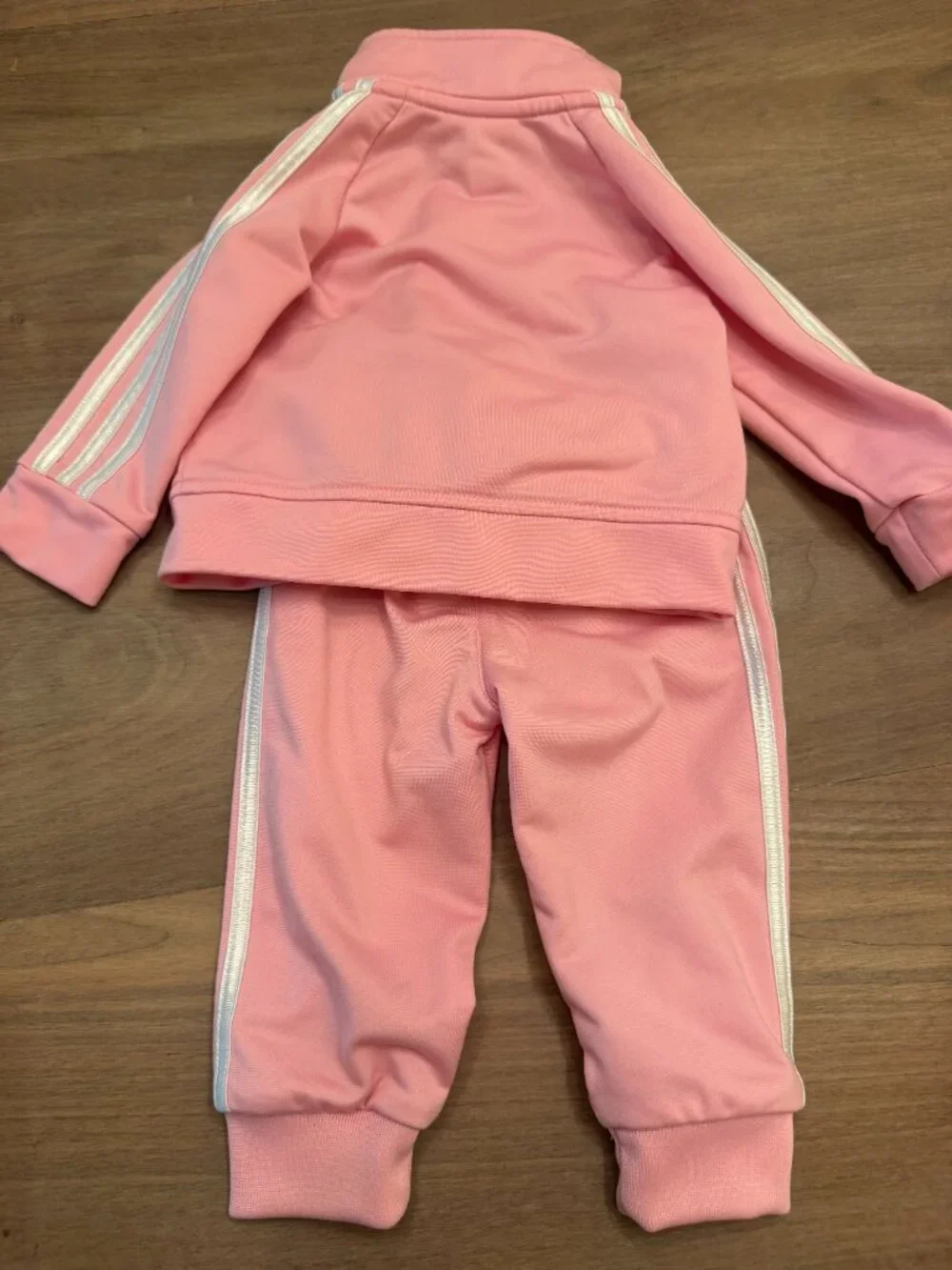 Adidas Baby Pink 3-Stripe Tricot Tracksuit Jacket & Joggers 6M